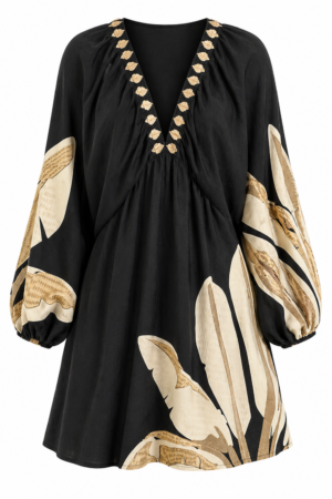 RoseSeek Women’s Boho Floral V Neck Mini Dress