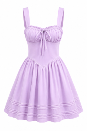 Women’s Square Neck Corset Mini Sundress Flowy A-Line Dress