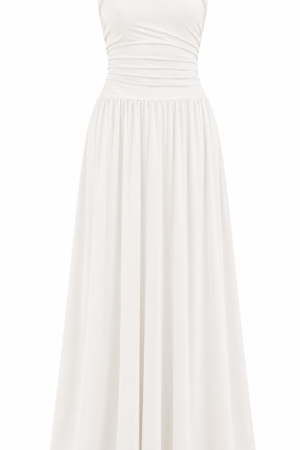 BTFBM Women’s Strapless Ruched Maxi Dress with Pockets