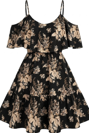 SOLY HUX Women’s Boho Floral Cold Shoulder Mini Dress