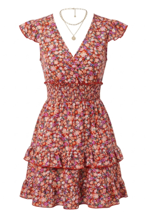 PRETTYGARDEN Women’s Boho Floral V Neck Summer Mini Dress