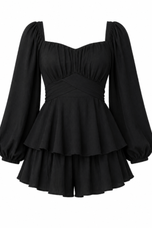 LYANER Women’s Off Shoulder Ruffle Sleeve Romper
