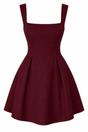 YMDUCH Women’s Square Neck Bow Tie A-Line Mini Dress