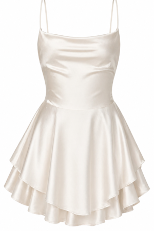 NUFIWI Women’s Satin Backless Cowl Neck Romper Dress