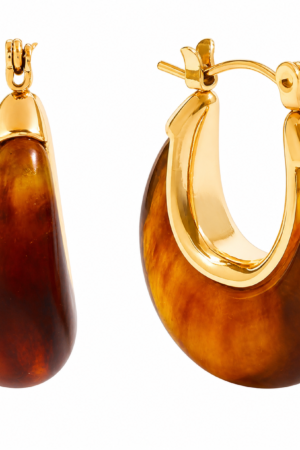 Fullpop Chunky Gold Resin Hoop Earrings Vintage Drop Style
