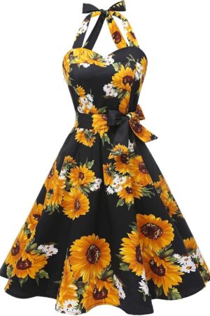 Topdress Women’s Vintage Polka Dot Halter Swing Dress