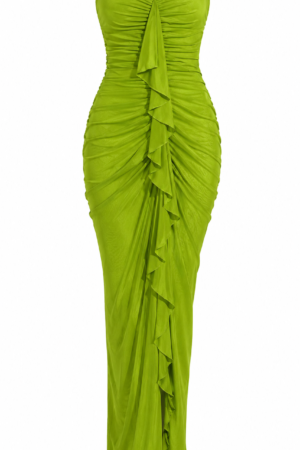 Elegant Ruched Maxi Dress | Ruffle Split Bodycon Cami Dress