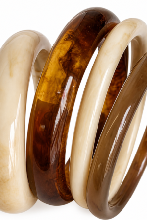 ÌF ME Chunky Acrylic Bangle Set Brown Statement Bracelets