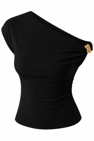 Off Shoulder Y2K Top for Women | Ruched Asymmetrical Going Out Shirt