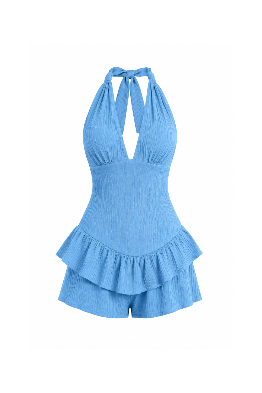 Halter Romper for Women | Deep V Neck Ruffle Summer Jumpsuit